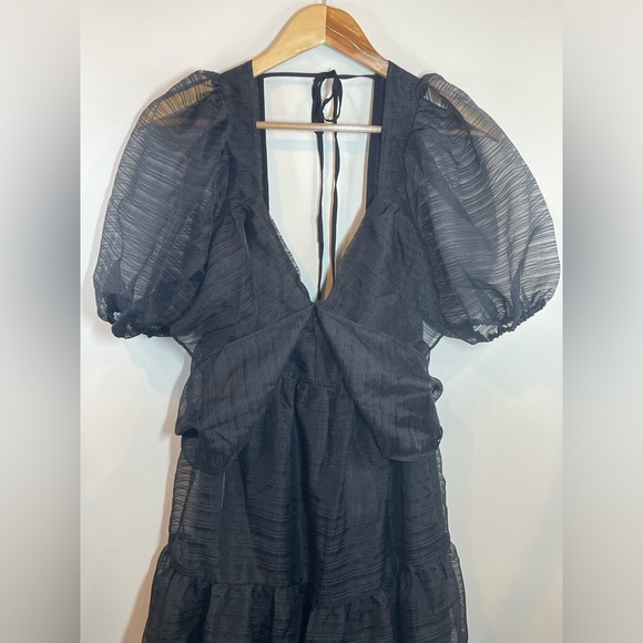 NWT Free People Hailey Black Dress Puff Sleeve Whimsigoth Fairy Size 4 - Picture 15 of 16